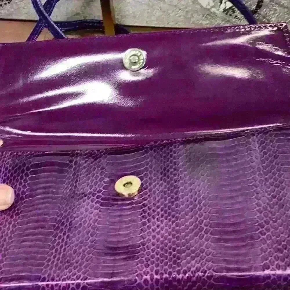 Purple Snake Skin Vintage Clutch / Crossbody Bag